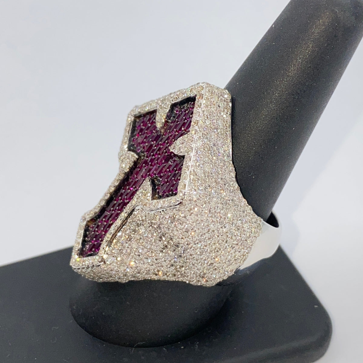 14K Gold Royal Cross Chrome Diamond Baguette Ring - additional product view 15