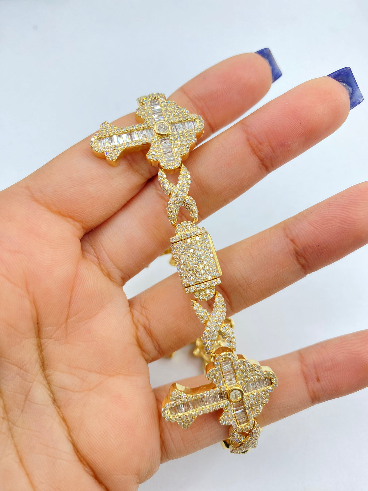 10K Gold Baguette Cross Infinity Diamond Bracelet - additional product view 4