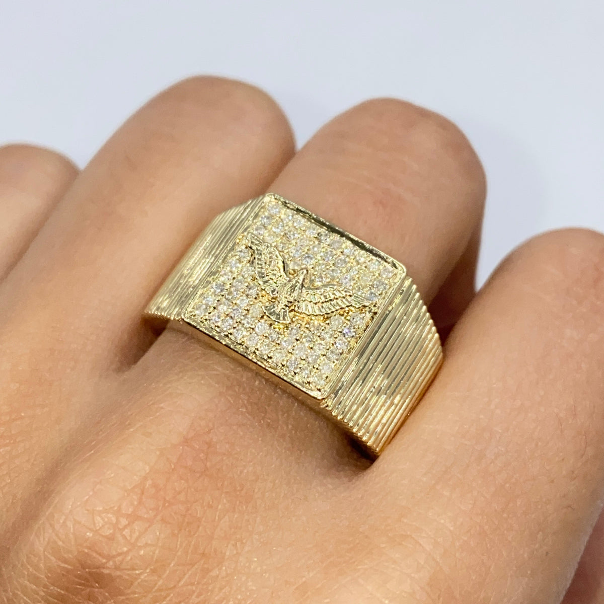 10K Gold Freedom Eagle Bird Diamond Ring - additional product view 3
