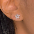 14K Gold Summer Flower Diamond Earrings, Small - close-up product photo