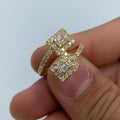 14K Gold Twist Square Diamond Engagement Ring in yellow gold - close-up product photo