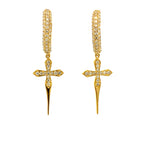 14K Gold Pave Cross Diamond Hoop Earrings - additional product view 4
