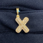 14K Gold Initial X Bubble Diamond Pendant - additional product view 2