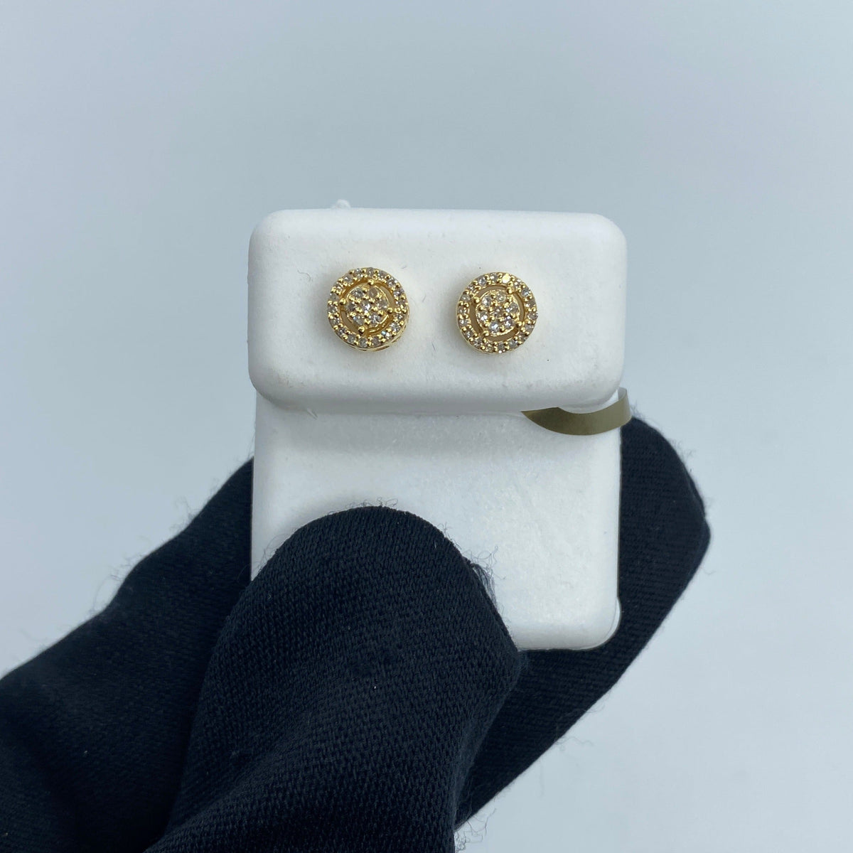 10K Gold Thick Circle Gap Diamond Earrings in yellow gold - close-up product photo