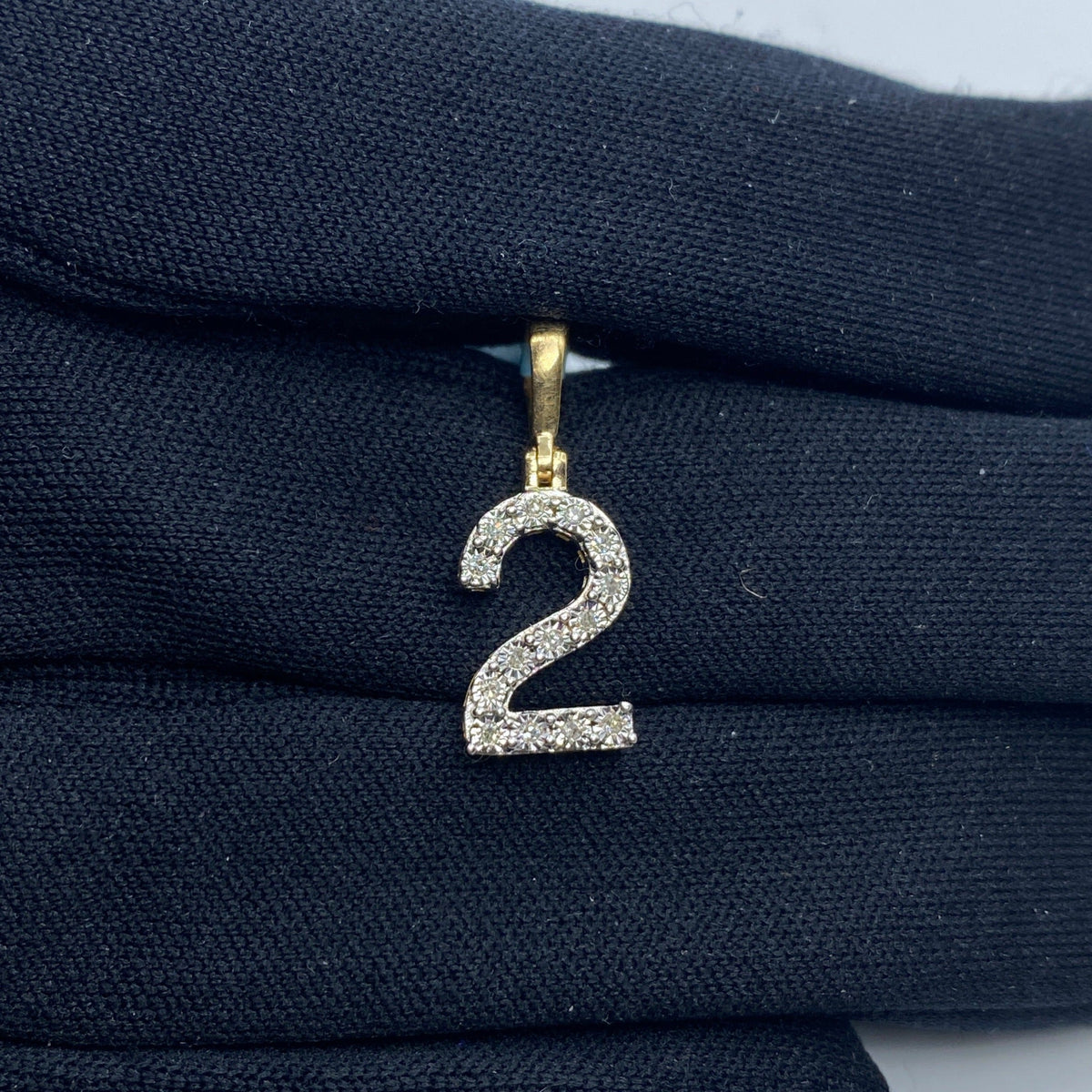 14K Gold Number 2 Diamond Pendant - additional product view 2