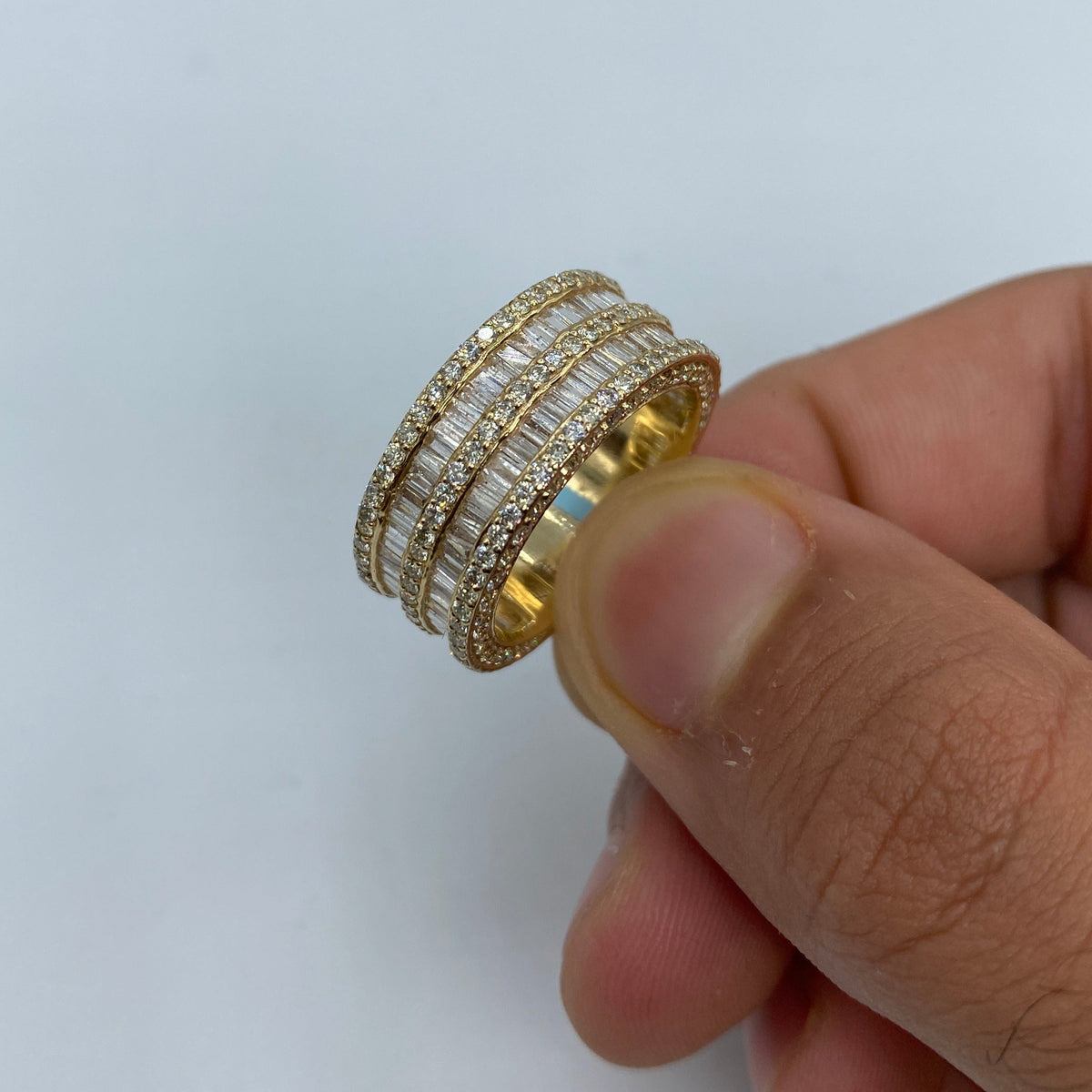 14K Gold Double Stroke Diamond Baguette Ring - additional product view 2
