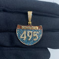 14K Gold Interstate 495 Diamond Pendant FREE Chain Included, Small - close-up product photo
