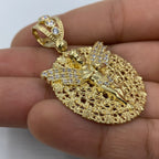 14K Gold Baby Angel Round Medallion Pendant - additional product view 3