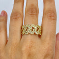 10K Gold Chubby Cuban Link Diamond Ring in yellow gold - close-up product photo