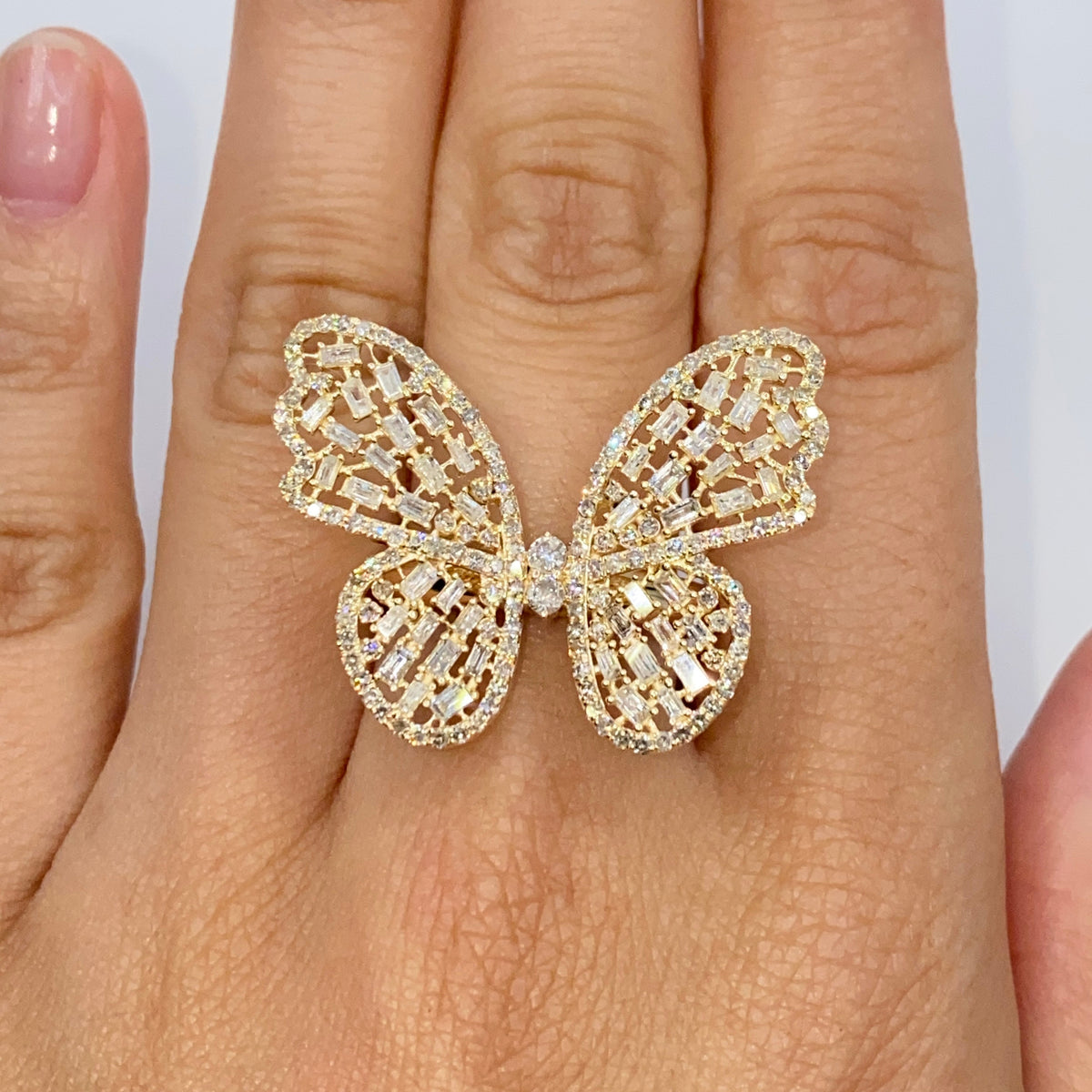 14K Gold Jumbo Butterfly Diamond Ring - additional product view 4