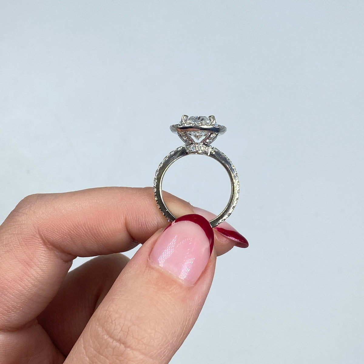Custom 18K Gold Luxe Halo Oval Diamond Engagement Ring - additional product view 4