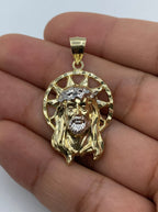 14K Gold Jesus Head with Halo Pendant 1.5 in - additional product view 2