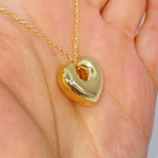 14K Gold Puffy Heart Charm Necklace - additional product view 3