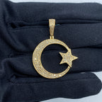 14K Gold Star Moon Diamond Pendant - additional product view 2