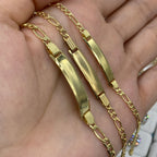 10K Gold Custom Name Plate Figaro Link Baby Diamond Bracelet - additional product view 3