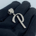 14K Gold Initial P Script Heart Diamond Pendant - additional product view 3