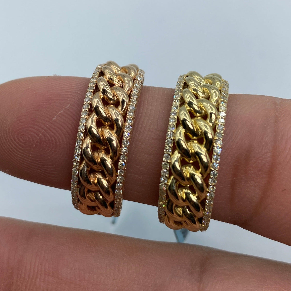 14K Gold 8mm Cuban Link Banded Diamond Ring - additional product view 2