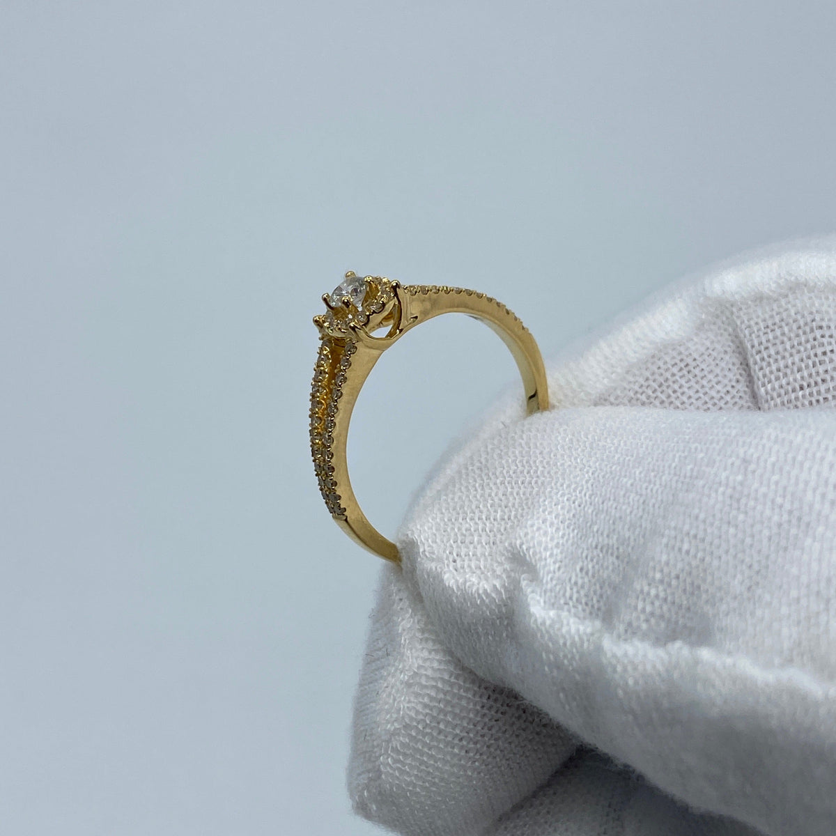 14K Yellow Gold Double Band Diamond Engagement Ring - additional product view 5