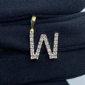 14K Gold Single Stone Initial W Diamond Pendant, Small - close-up product photo