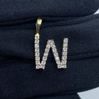 14K Gold Single Stone Initial W Diamond Pendant, Small - close-up product photo
