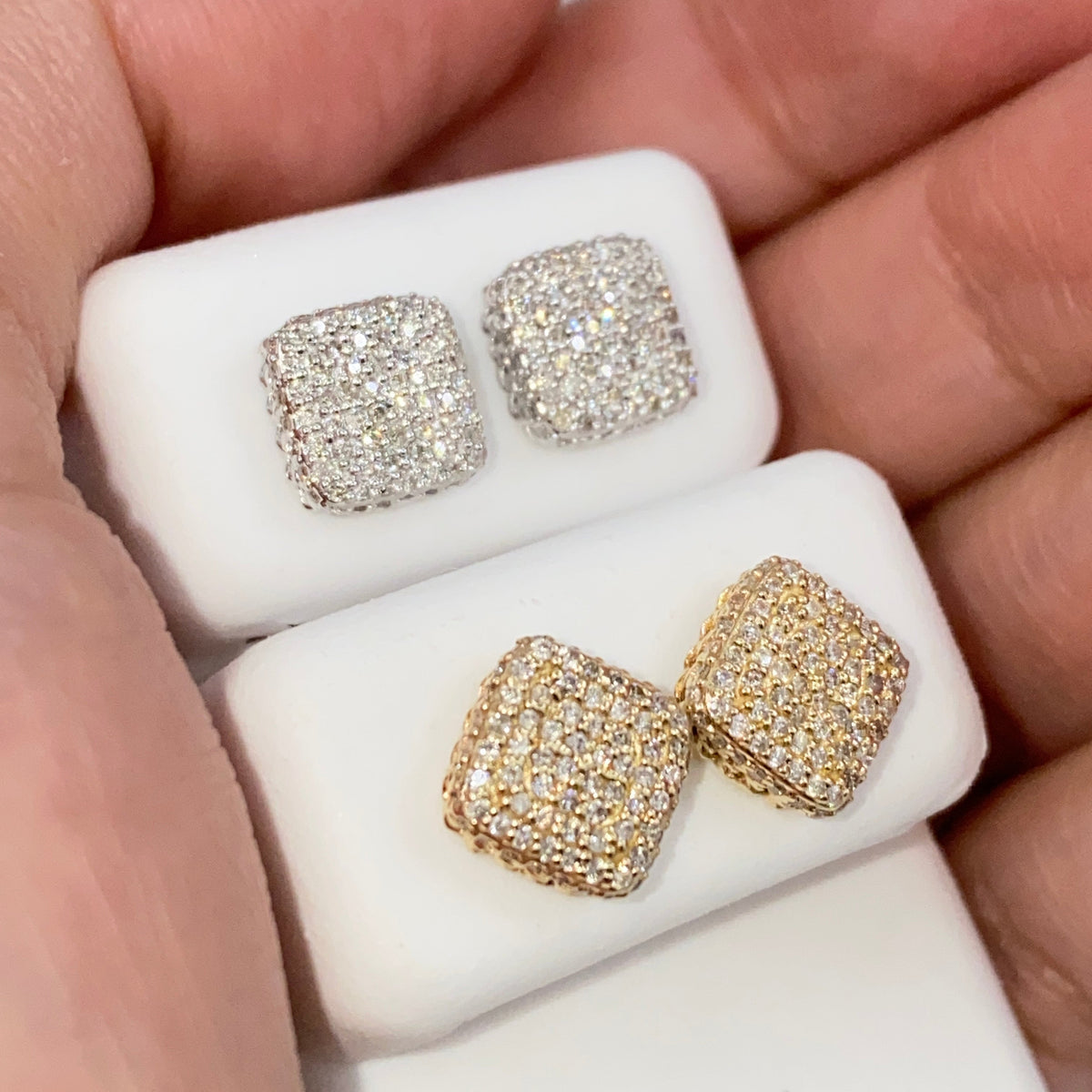 14K Gold 8mm Irving Rounded Square Diamond Earrings - additional product view 5