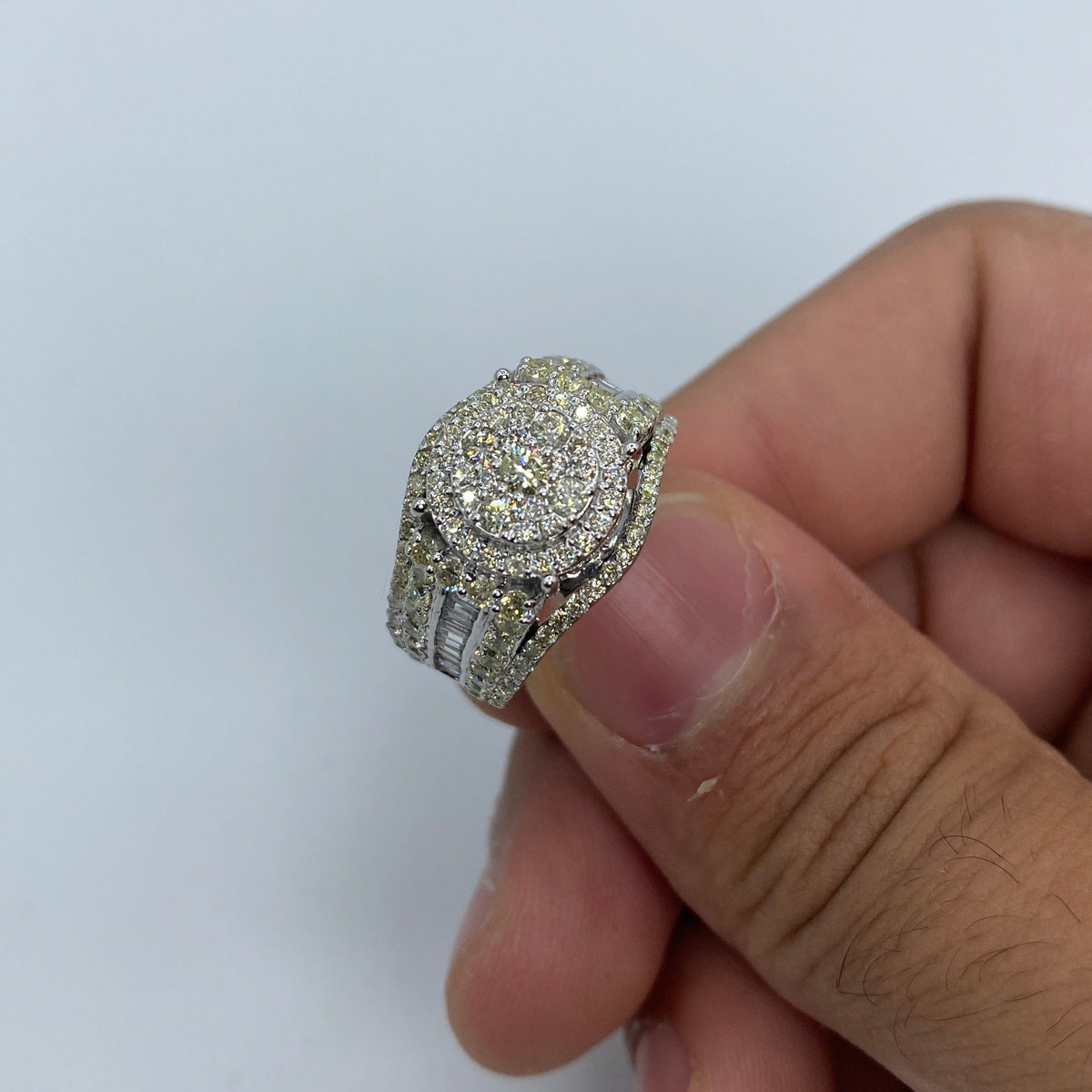 14K Gold Circle Ring with Diamond Baguette Sides - additional product view 2