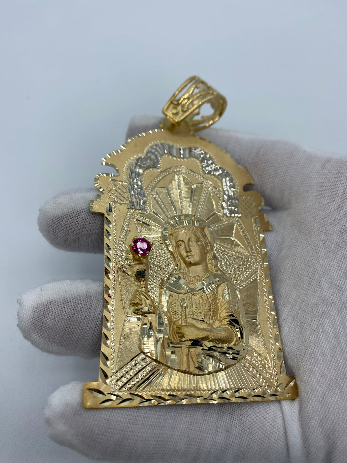 10K Gold Saint Barbara Pendant - 4.25 in - additional product view 3