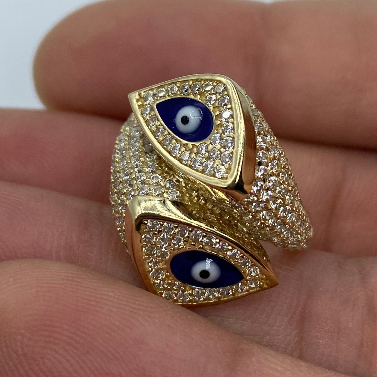 14K Gold Evil Eye Serpent Ring - additional product view 6