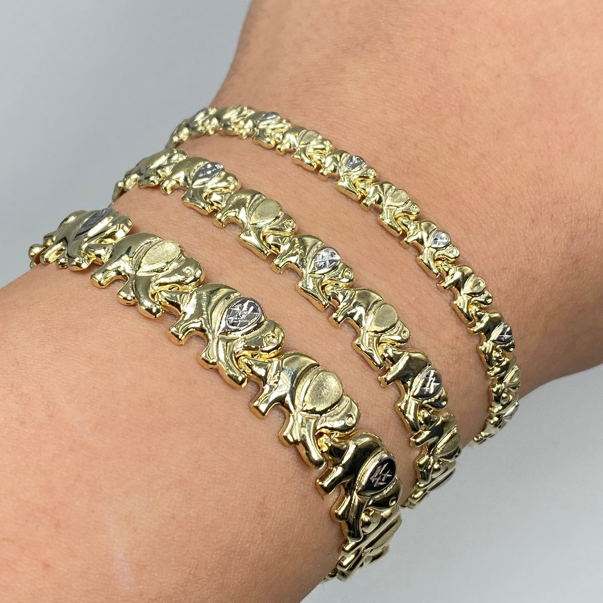10K Gold Elephant Link Bracelet 7.5 in - additional product view 2