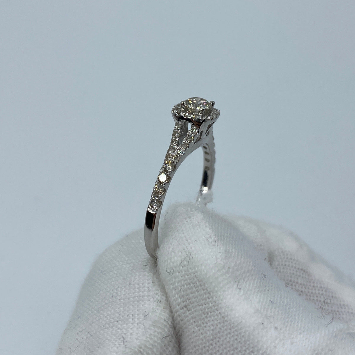 14K Gold Square Halo Diamond Engagement Ring - additional product view 4