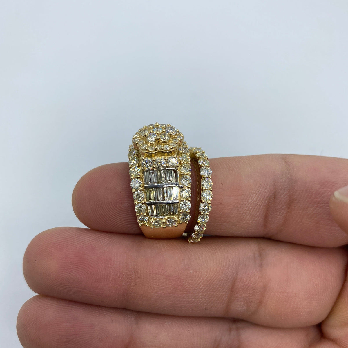 14K Gold Floral Tower Diamond Ring with Matching Band - additional product view 10