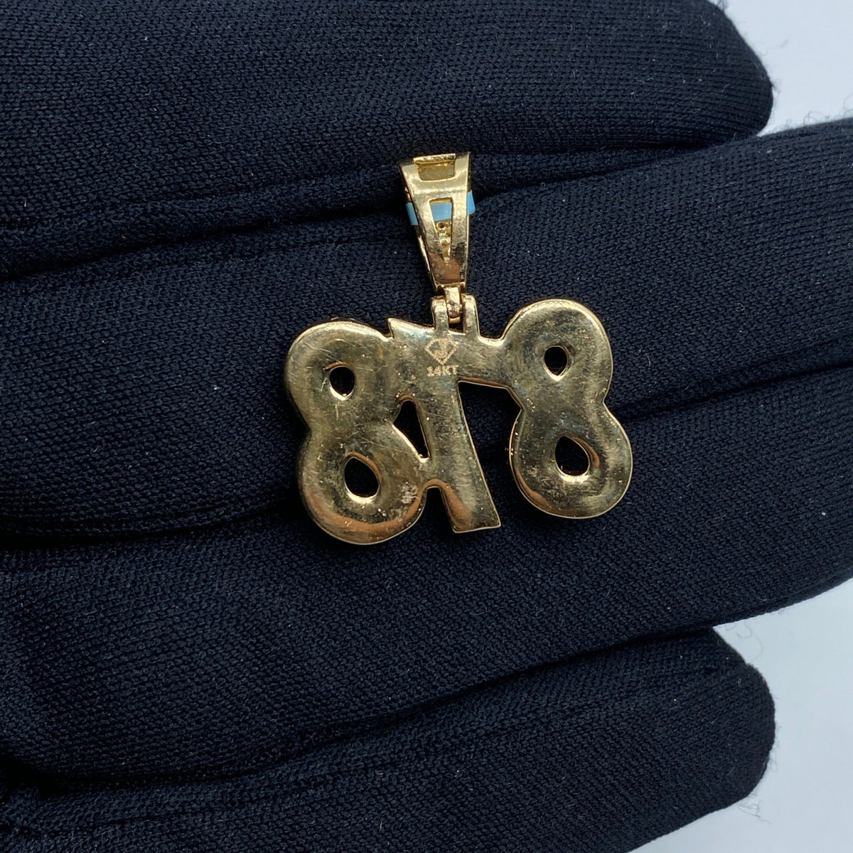 14K Gold 818 Area Code Diamond Pendant - additional product view 4