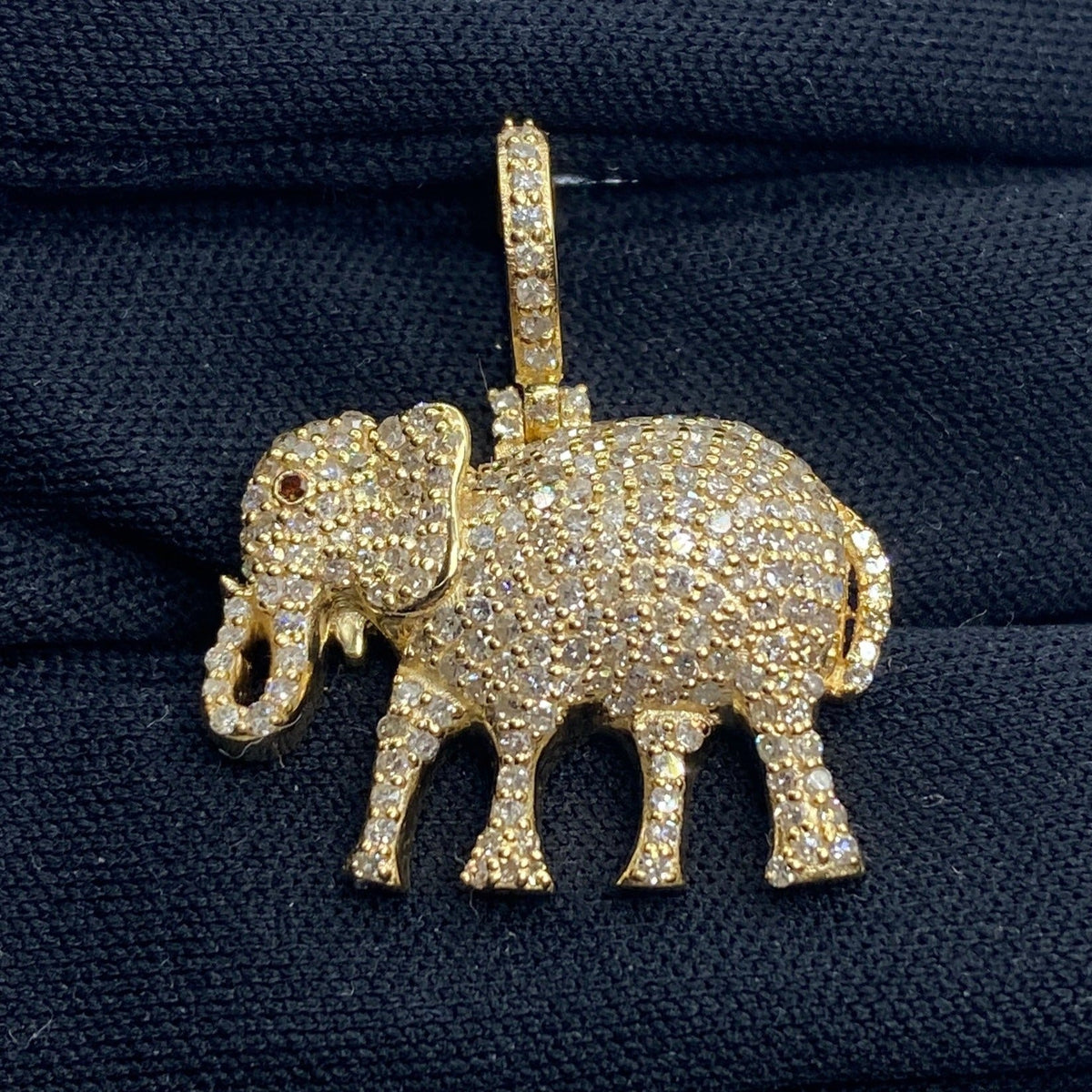 10K Gold Elephant Diamond Pendant 1.8 Ct - additional product view 2