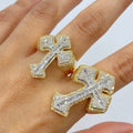 10K Gold Bold Cross Diamond Ring in yellow gold, Medium - close-up product photo