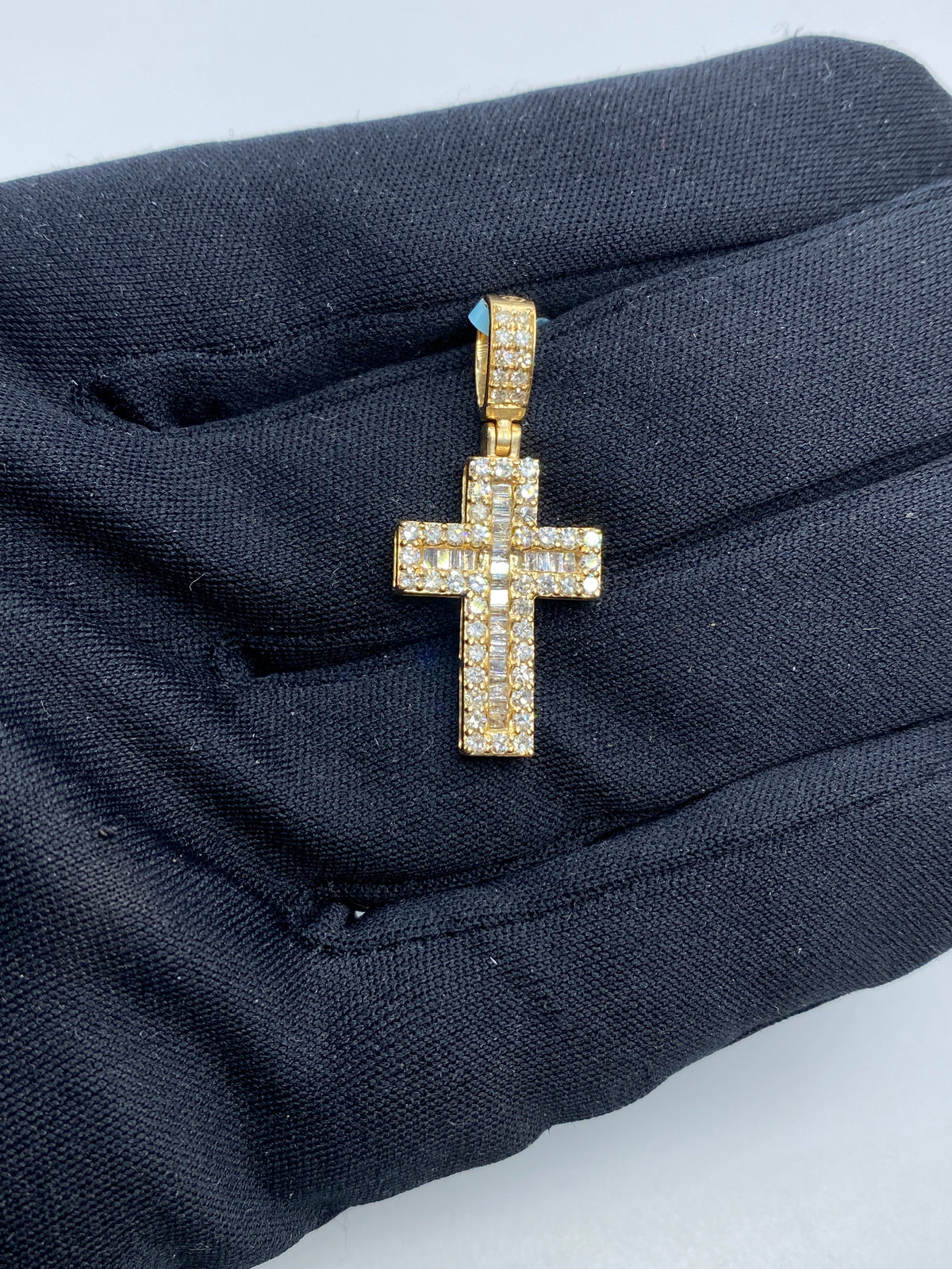 14K Gold Cross Diamond Baguette Pendant - additional product view 2