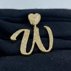 14K Gold Initial W Script Heart Diamond Pendant - additional product view 4