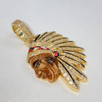 14K Gold Indian Head Diamond Pendant - additional product view 8