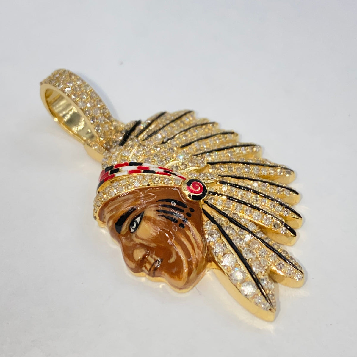 14K Gold Indian Head Diamond Pendant - additional product view 8