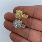 14K Gold Square Diamond with Baguette Center Engagement Ring - additional product view 3