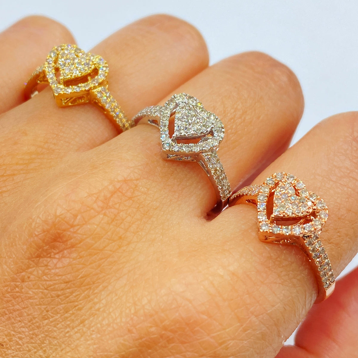 14K Gold Rare Heart Halo Diamond Ring - additional product view 4