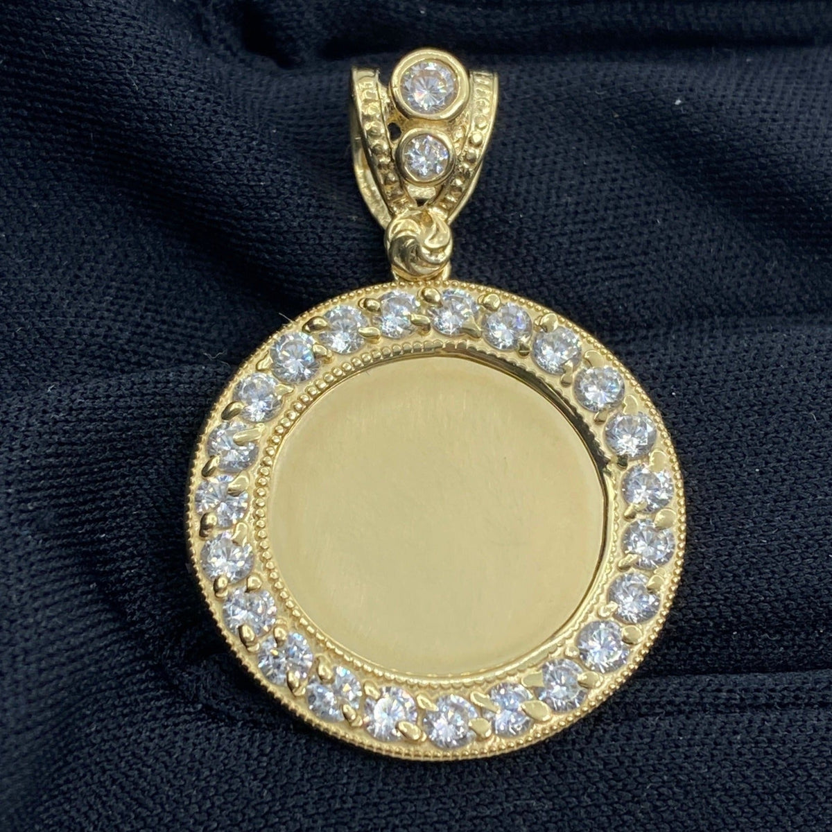 14K Gold Circle Picture Photo CZ Pendant - additional product view 2