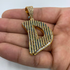 14K Gold Initial D Color Diamond Pendant - additional product view 4