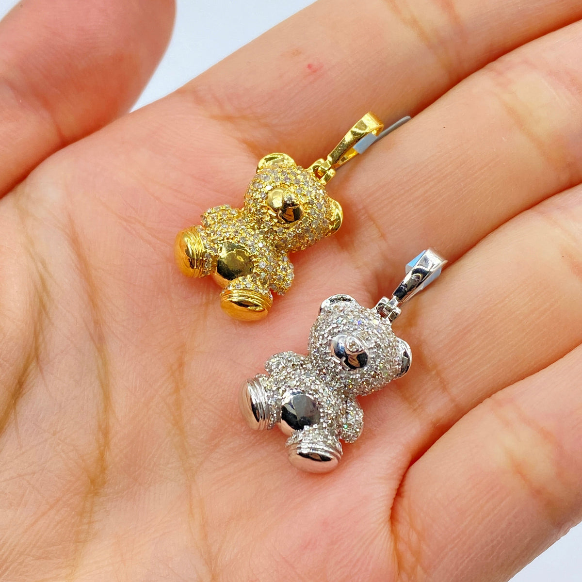 14K Gold Teddy Bear Diamond Pendant - additional product view 2