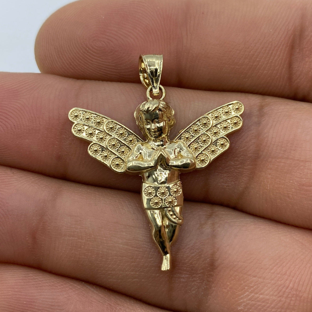 14K Gold Baby Angel Pendant 1.25 in - additional product view 3