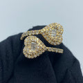14K Gold Heart Bangle Diamond Ring in yellow gold - close-up product photo