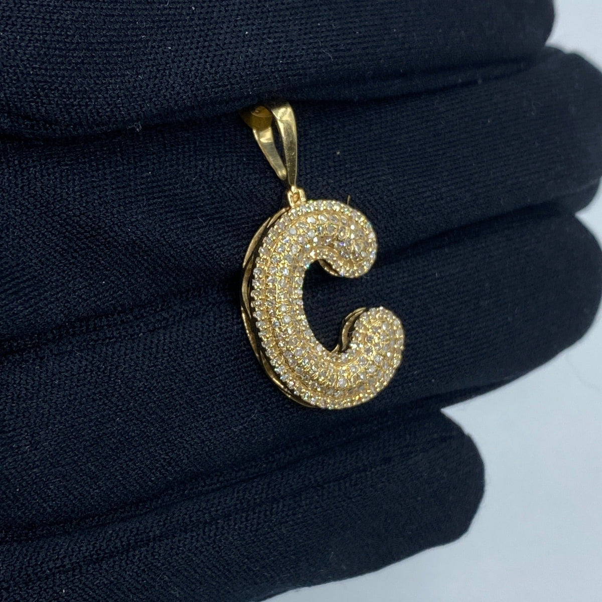 Initial C Bubble Diamond Pendant - additional product view 3