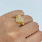 14K Gold Heart Halo Diamond Ring in yellow gold - close-up product photo