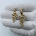 14K Gold Initial P Diamond Baguette Pendant - additional product view 2