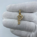 14K Gold Initial P Diamond Baguette Pendant in yellow gold, Small - close-up product photo
