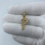 14K Gold Initial P Diamond Baguette Pendant in yellow gold, Small - close-up product photo